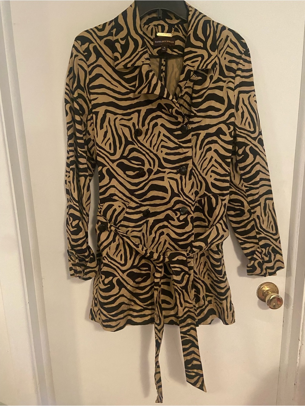 Dana Buchman Black and Tan Zebra-Print Jacket